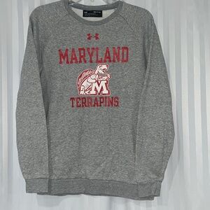 Maryland Terrapins Under Armour Crewneck Sweatshirt Grey with Red Graphic